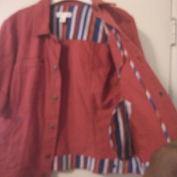 Coldwater Creek Linen Blend Snap Button Jacket Size 10 - Picture 7 of 15